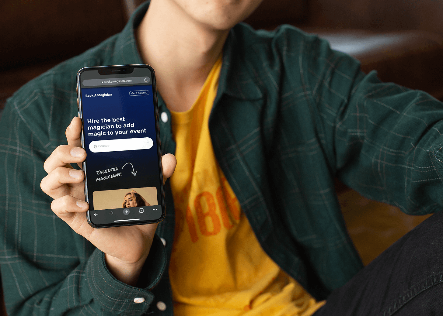 "Book a Magician" service on Apple iPhone