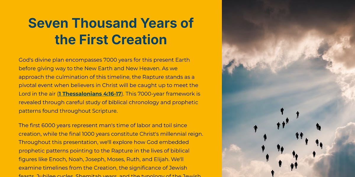 First Creation Service The 7,000 Years of the First Creation - by Sixbert SANGWA
