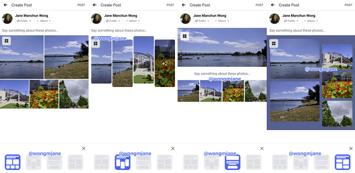 Facebook image presentation options