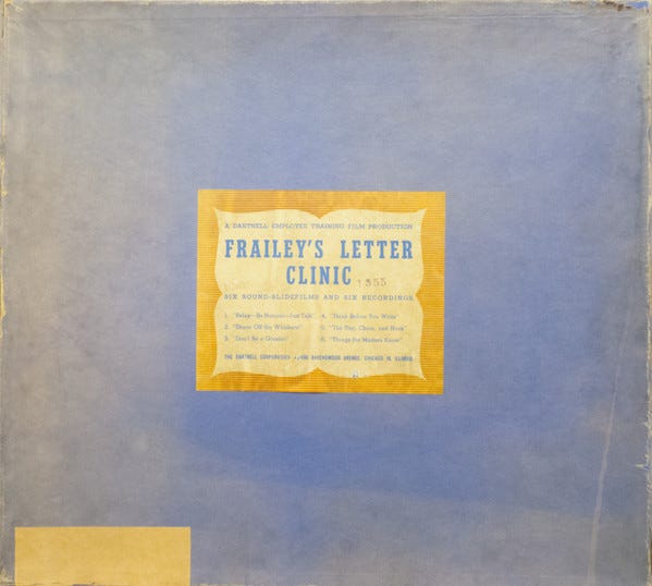 the box and one record of a set of education recordings by Cy Frailey