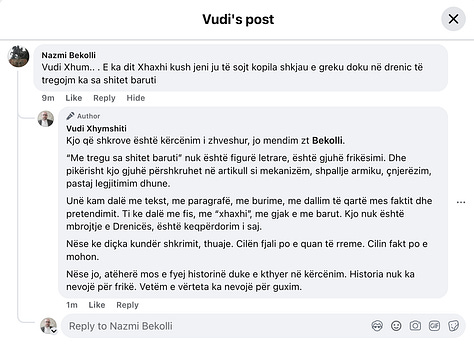 Galeria paraqet reagime reale nga publiku pas publikimit të hulumtimit, të cilat shërbejnë si dokumentim empirik i mënyrës se si funksionon delegjitimimi dhe frikësimit në hapësirën publike. Reagime publike të dokumentuara tregojnë zhvendosjen nga debat me fakte drejt etiketimeve, gjuhës së frikësimit dhe presionit personal, në përputhje me analizën e përshkruar në gjetjet hulumtuese të botuara më 4 Shkurt 2026.