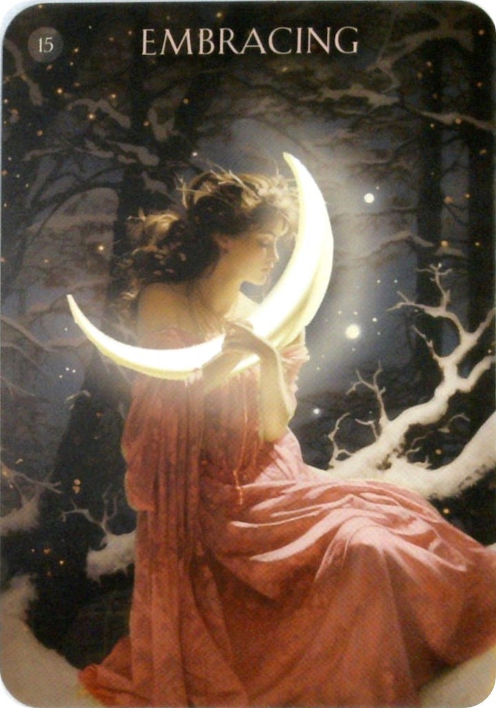 The Lovers tarot card and the Embracing oracle card.