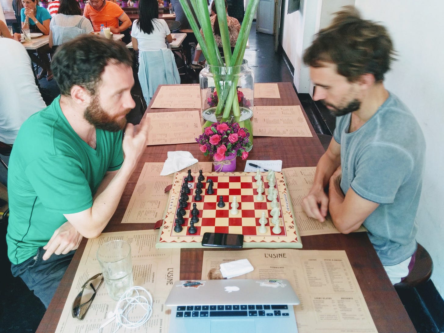 Playing Chess in a cafe in vietnam