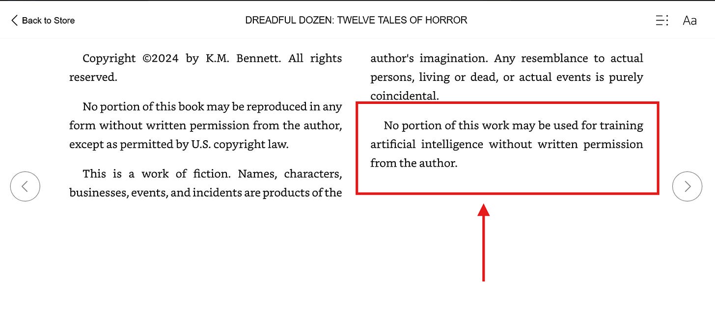 Why you should add a "NO AI TRAINING" notice to your books
