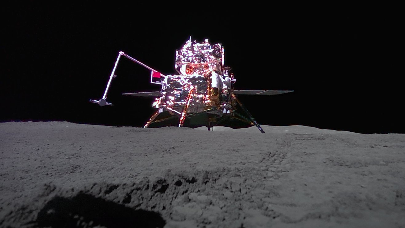 Chang’e 6 on the lunar surface seen from its small deployable rover (upscaled and processed by WLR_2678) Chang’e 6 on the lunar surface seen from its small deployable rover (upscaled and processed by WLR_2678)