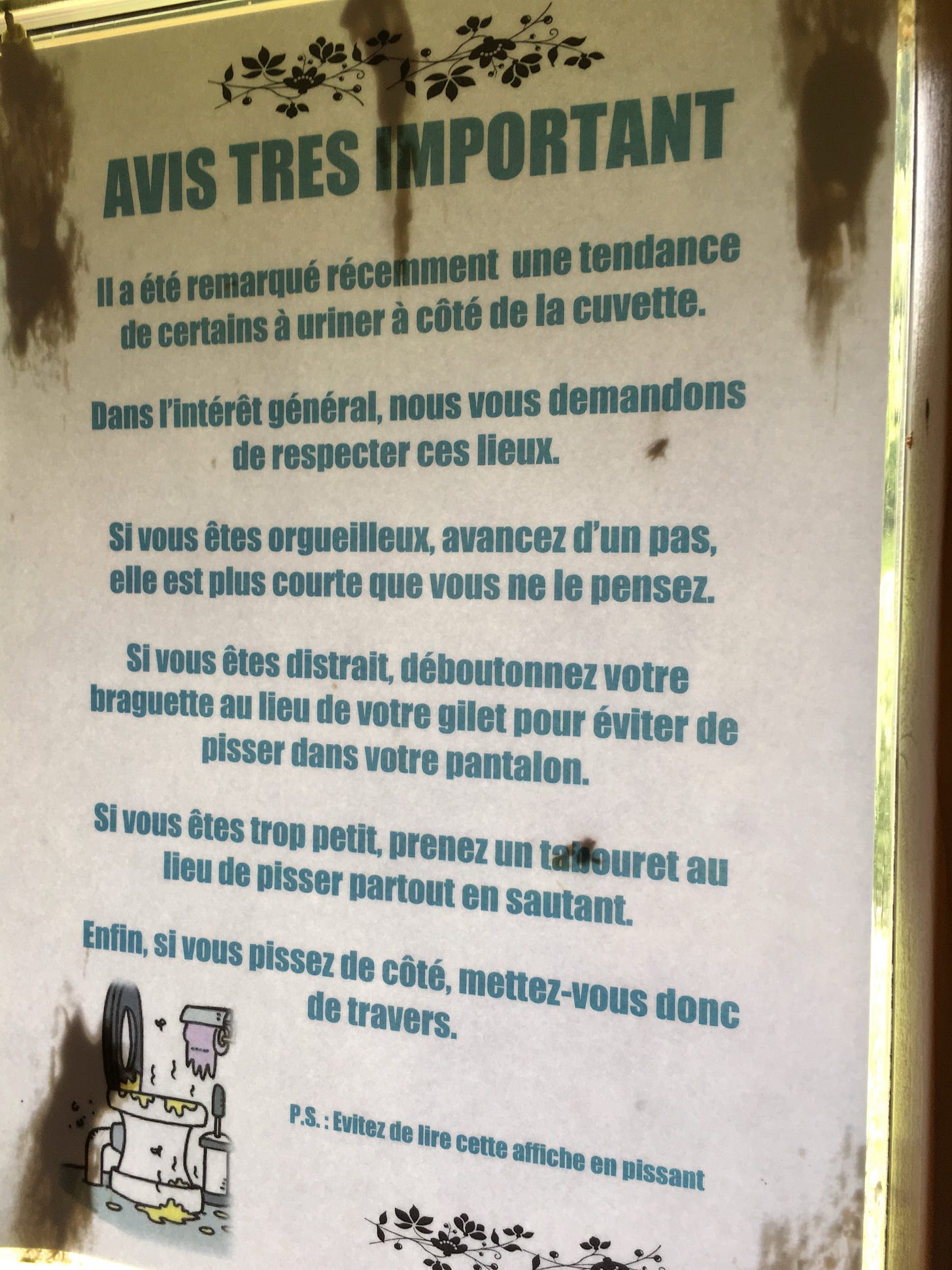 This sign in the toilet in Issert is also funny.