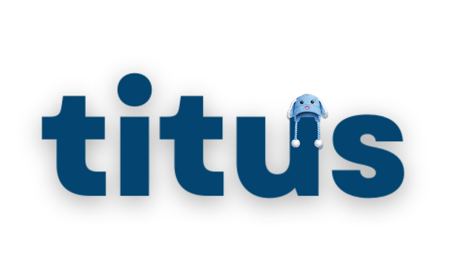 Titus Consulting logo (titus in large bold Lato font with dark blue font) with small bunny hat sitting on the 'u'