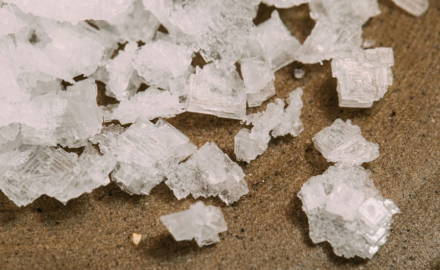 close up view of salt crystals