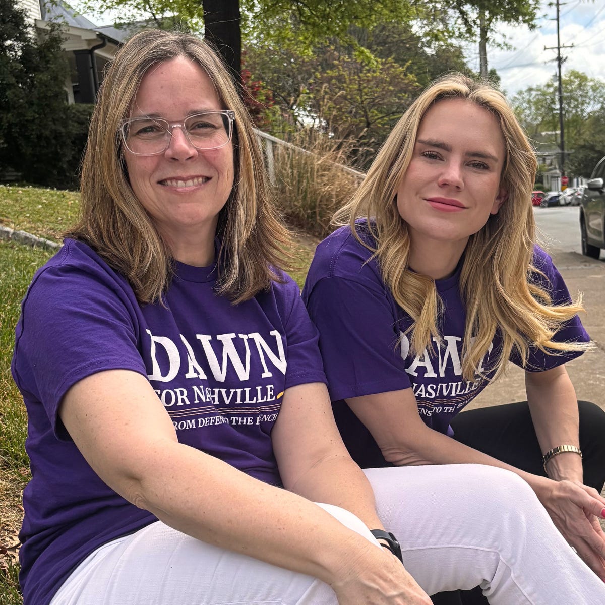 Dawn Deaner and Aftyn Behn sitting outside