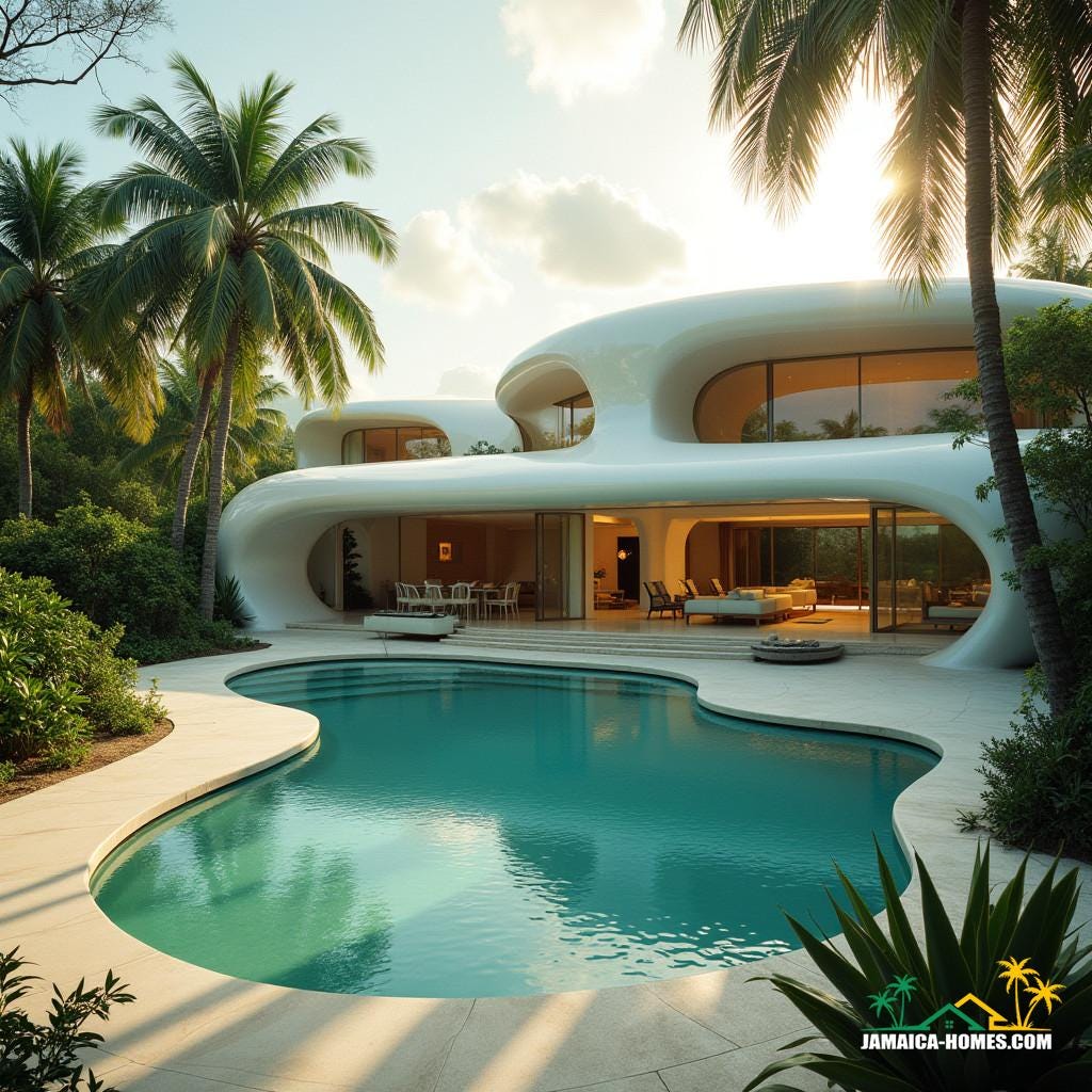 Modern home in jamaica with swimming pool near beach with a swimming pool