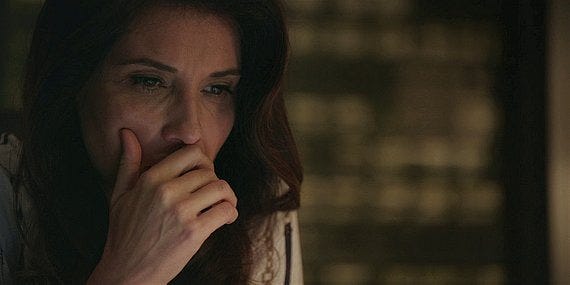 Walker Denise watches Abilene with her son's watch on video monitor. Walker Denise watches Abilene with her son's watch on video monitor.