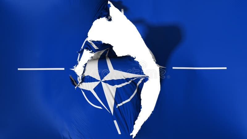 NATO Torn Flag Fluttering in the Wind Stock Illustration ...