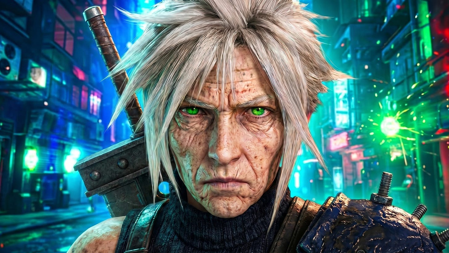 You'd look this tired, too, if you were fighting Shinra for 30 years.