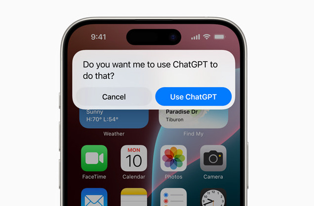 ChatGPT with iOS 18 on an iPhone 15 Pro phone ChatGPT with iOS 18 on an iPhone 15 Pro phone