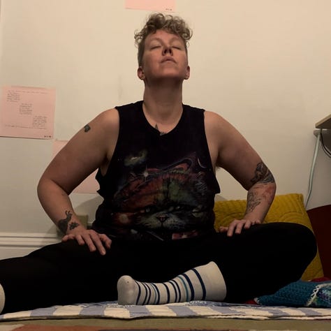 video stills of a person seated on the floor in motion