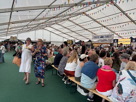 Images of authors and audience from Hay Festival