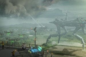 An artist generated image illustrating possible futures in policy and research due to human modifications of the atmospheric water cycle.