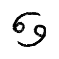 The Cancer zodiac glyph.