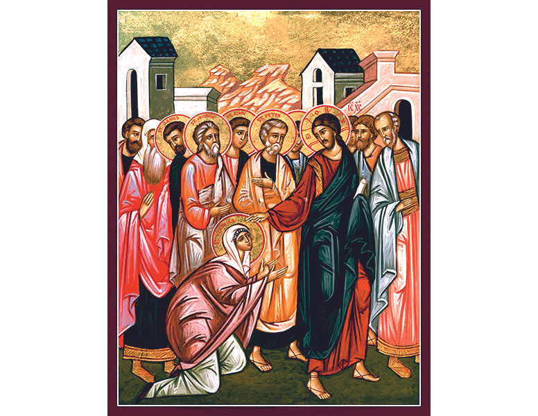 Jesus healing the Woman with an issue of blood - 19 cm x 25 cm (7.5 in. x  10 in)