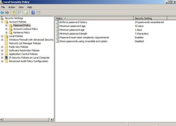 windows server 2008 r2 disable password expiration local security policy