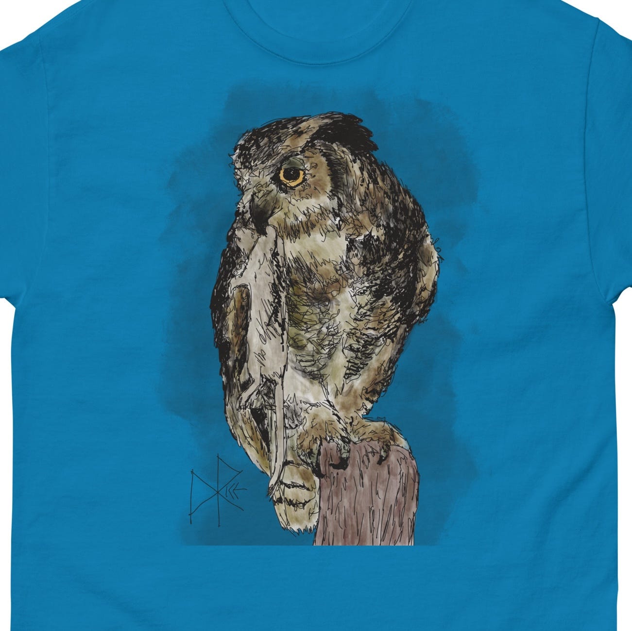 A great horned owl, a.k.a. ‘hoot owl’ or ‘tiger owl’, clings to the top of a fence post while carrying a pretty large rat in its beak. Sketch art by Don Rice. A great horned owl, a.k.a. ‘hoot owl’ or ‘tiger owl’, clings to the top of a fence post while carrying a pretty large rat in its beak. Sketch art by Don Rice.