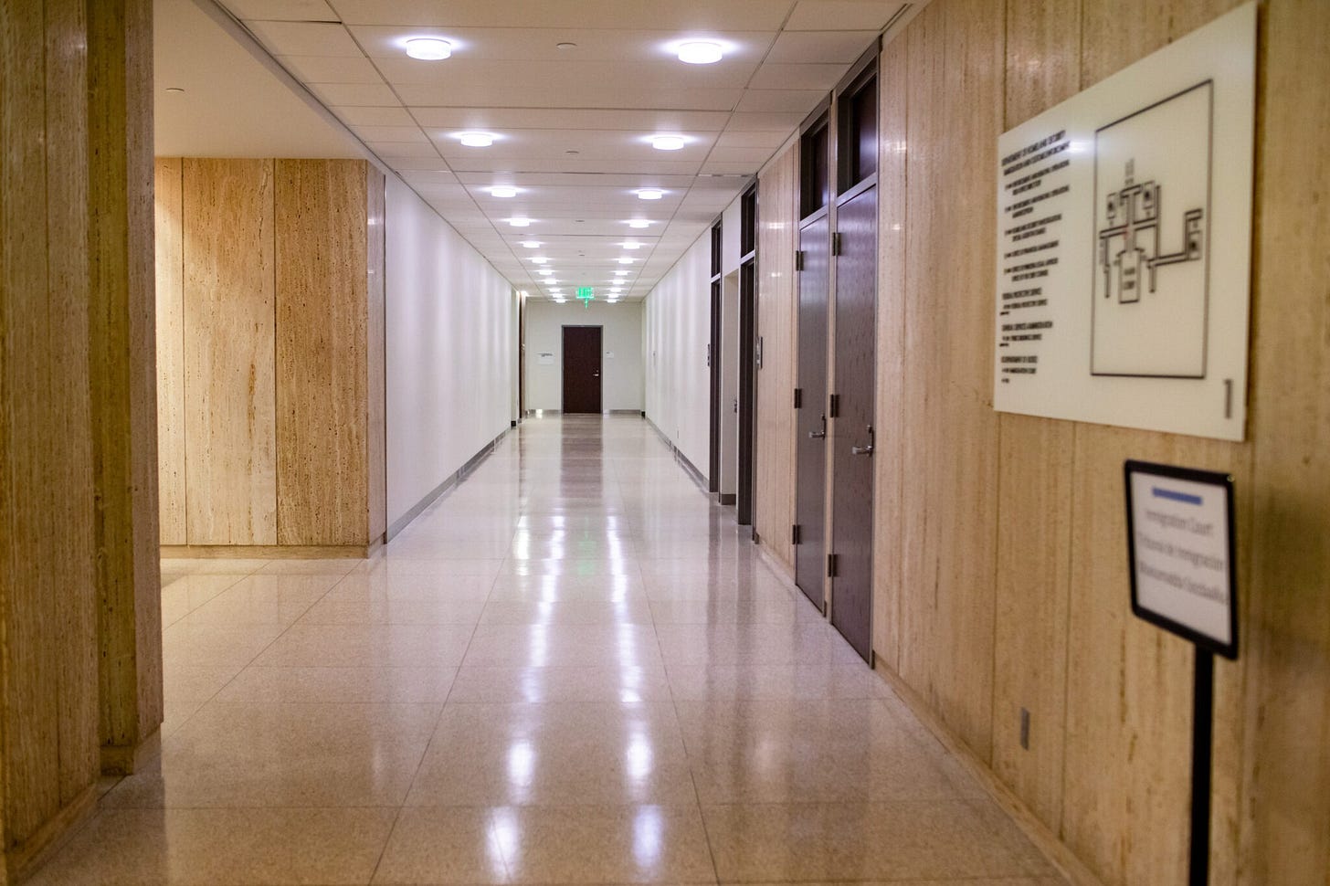 The hallway to immigration court in the Henry Whipple Federal Building in Minneapolis Thursday, April 9, 2026. (Photo by Nicole Neri/Minnesota Reformer) The hallway to immigration court in the Henry Whipple Federal Building in Minneapolis Thursday, April 9, 2026. (Photo by Nicole Neri/Minnesota Reformer)