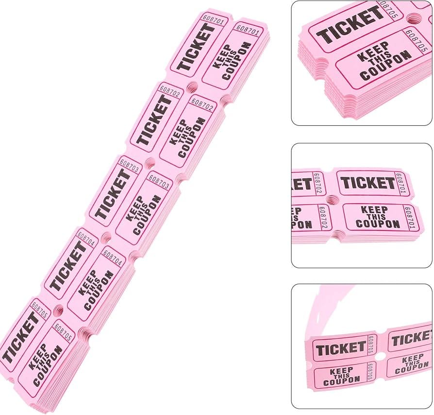 SHINEOFI 100 Piezas de Boletos de Rifa de Color Rosa Doble Rollo Feria de  Carnaval Divide El Bote Boletos de Rifa Numerados Consecutivamente para  Eventos Premios de Recaudación de Fondos : Amazon.es: