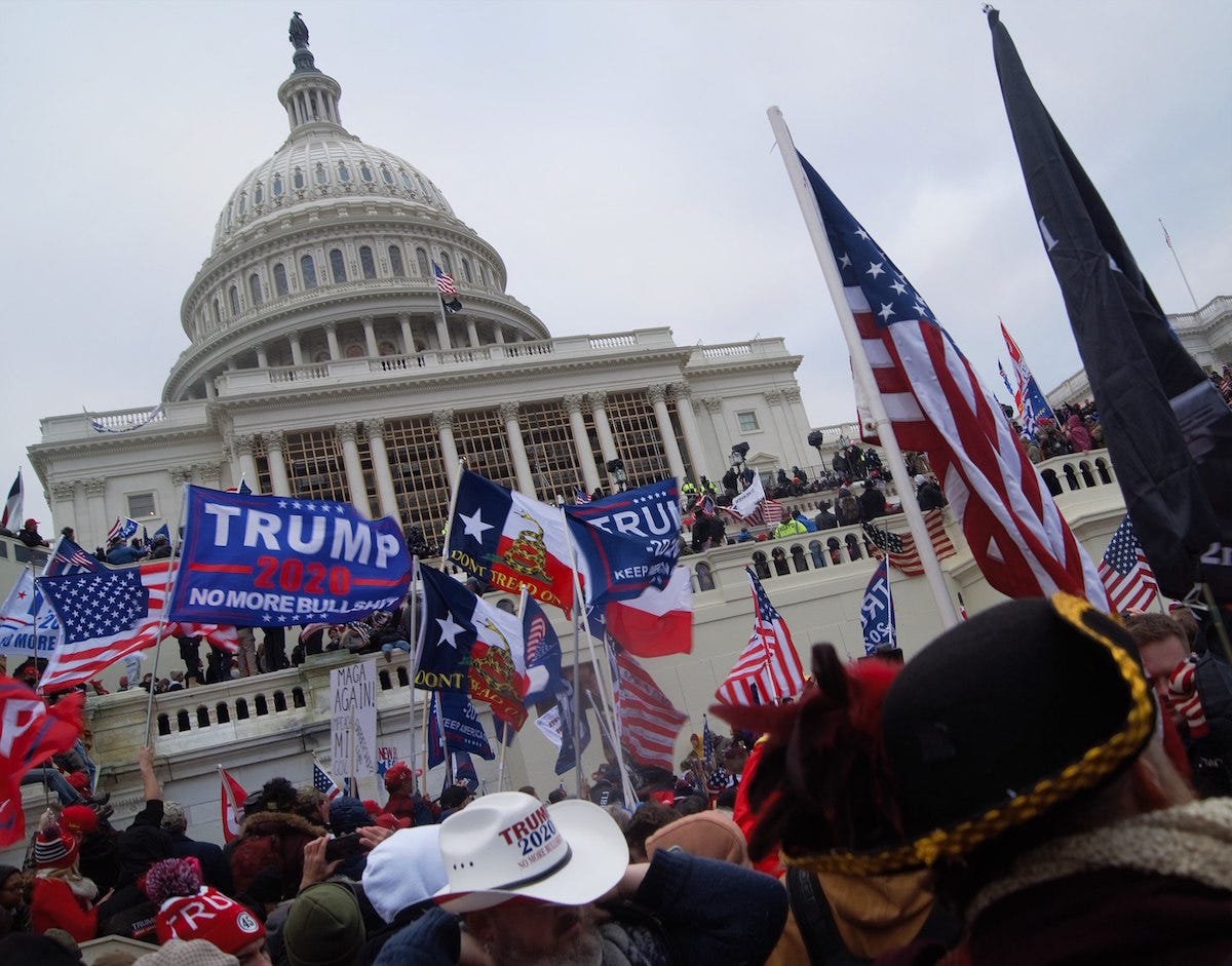 Trump insurrectionists launch a terrorist attack on the Capitol building &#8211; January 6, 2021. (Tyler Merbler from USA/Creative Commons)