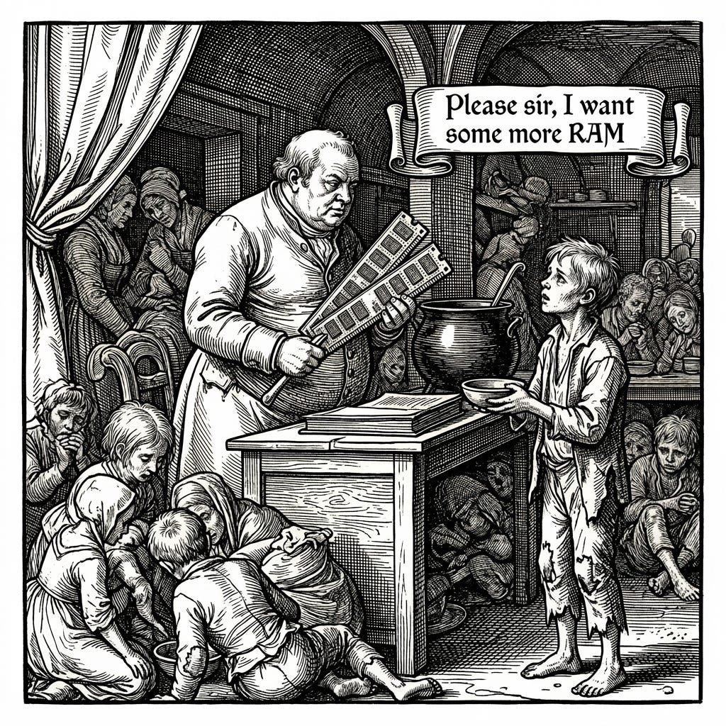 Oliver Twist, asking for more RAM.
