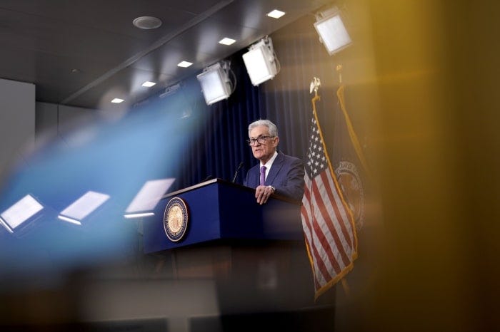 Fed Chair Jerome Powell at a news conference.