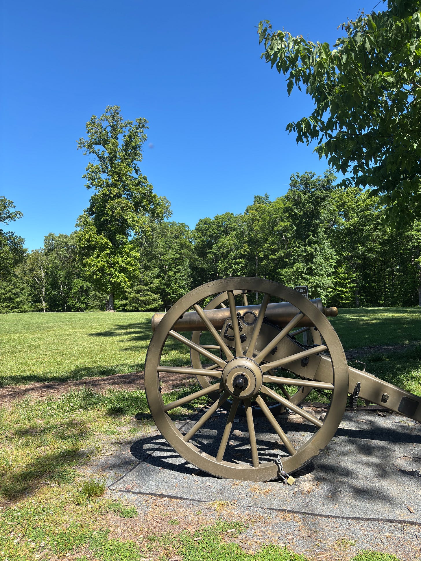 Cannon placed in the field where a battle took place