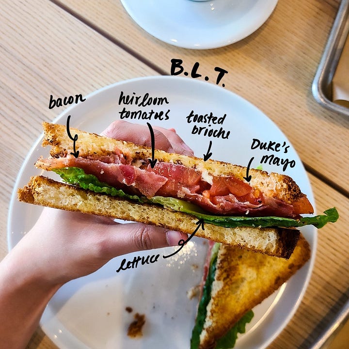 Stable Hand Sausage Bacon Egg Brekky Sando and B.L.T.