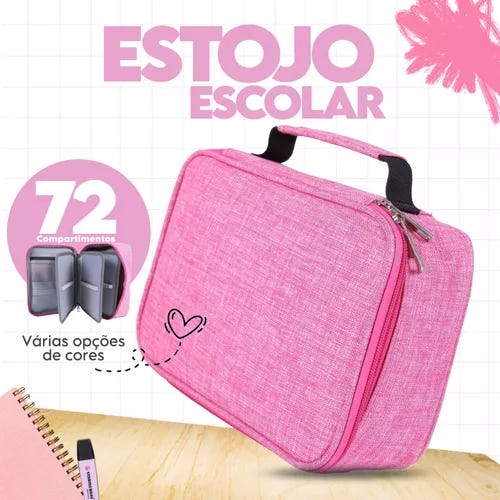 Estojo Escolar Organizador Box Com Divisória Grande Alça