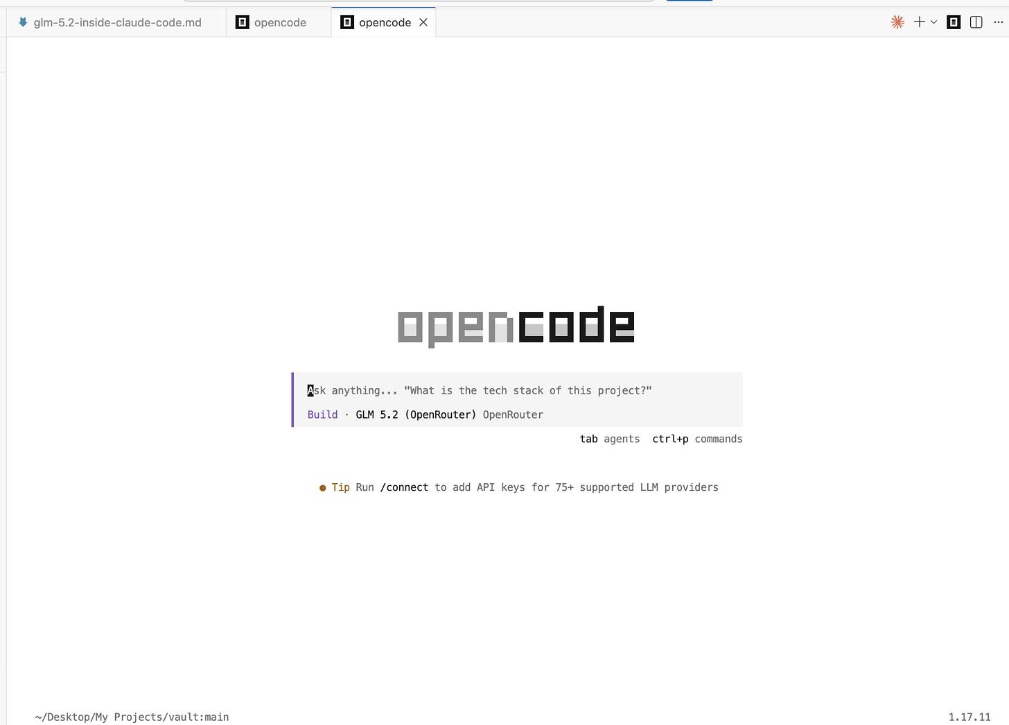 OpenCode terminal ready for Cloudflare Workers AI GLM 5.2 setup OpenCode terminal ready for Cloudflare Workers AI GLM 5.2 setup