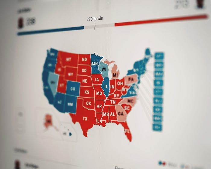 a map of the us election results showing more red states than blue
