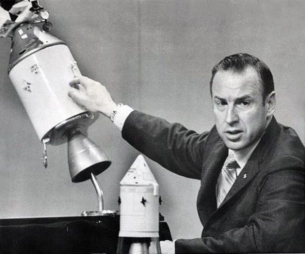 Apollo 13 commander James A. Lovell uses a model to describe the oxygen tank explosion during a post flight press conference in Houston, Texas, on April 21, 1970. (Credit: AP Wirephoto) Apollo 13 commander James A. Lovell uses a model to describe the oxygen tank explosion during a post flight press conference in Houston, Texas, on April 21, 1970. (Credit: AP Wirephoto)