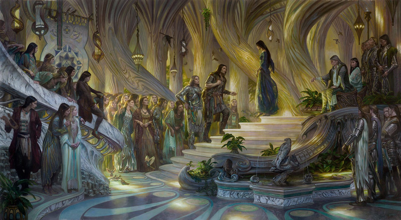 Beren and Luthien in the Court of Thingol + Melian Beren and Luthien in the Court of Thingol + Melian