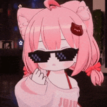 a cartoon girl wearing sunglasses and a sweater that says juice a cartoon girl wearing sunglasses and a sweater that says juice