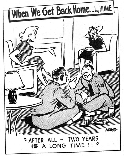 Cartoon photos of GIs.