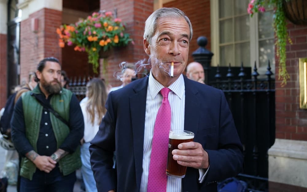 Nigel Farage 'thrilled' to save 'over £1 a week' on beer after Budget | The  Standard