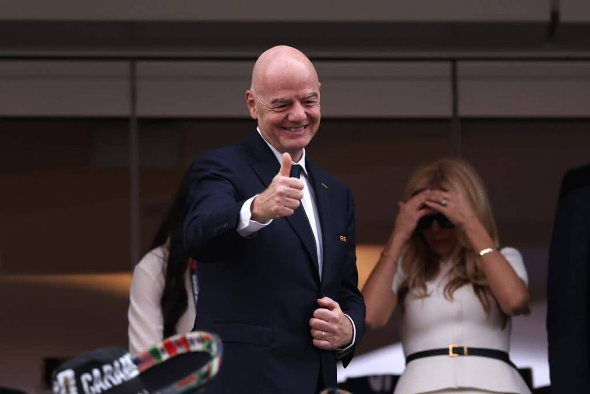 Gianni Infantino giving a thumbs up sign Gianni Infantino giving a thumbs up sign