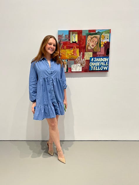 images of artists standing next to their artworks