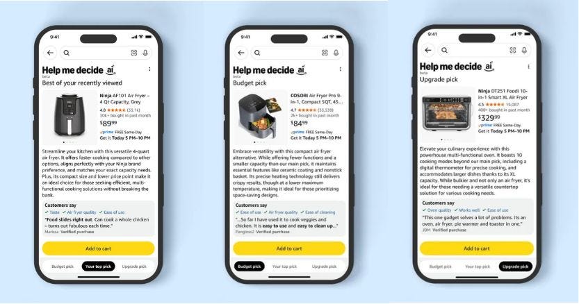 Amazon lanza “Help Me Decide”, la IA que elige por el cliente. ¿Está nuetro catálogo preparado para ser la opción recomendada frente a la competencia? Esta es la opinión de experto de retail chen yue Amazon lanza “Help Me Decide”, la IA que elige por el cliente. ¿Está nuetro catálogo preparado para ser la opción recomendada frente a la competencia? Esta es la opinión de experto de retail chen yue