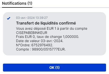 J'ai transféré un euro de mon compte bancaire vers SAXO en 1 minute chrono J'ai transféré un euro de mon compte bancaire vers SAXO en 1 minute chrono