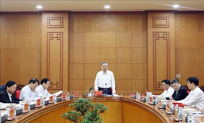 Tổng Bí thư Tô Lâm biểu dương sự nỗ lực, cố gắng của các cơ quan trong triển khai các nhiệm vụ phòng, chống tham nhũng, lãng phí, tiêu cực - Ảnh: TTXVN Tổng Bí thư Tô Lâm biểu dương sự nỗ lực, cố gắng của các cơ quan trong triển khai các nhiệm vụ phòng, chống tham nhũng, lãng phí, tiêu cực - Ảnh: TTXVN