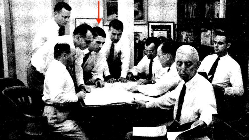 Admiral Hyman G. Rickover and some of his senior staff in the summer of 1958. Standing at rear: Willis C. Barnes; from left to right around the table: Robert Panoff, Howard K. Marks, Milton Shaw, I. Harry Mandil, Jack C. Grigg, James M. Dunford, and David T. Leighton. Photo by Paul Schutzer, Life magazine. Admiral Hyman G. Rickover and some of his senior staff in the summer of 1958. Standing at rear: Willis C. Barnes; from left to right around the table: Robert Panoff, Howard K. Marks, Milton Shaw, I. Harry Mandil, Jack C. Grigg, James M. Dunford, and David T. Leighton. Photo by Paul Schutzer, Life magazine.