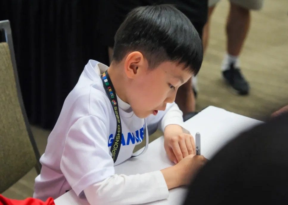 Congratulations🥳! Eight-year-old Geng Xuanyi from Suzhou Industrial Park  (SIP) Xingwan School📍, along with two teammates, took home the  championship🥇at the Rubik's WCA World Championship 2025 in Seattle, USA.  At the earlier 2025