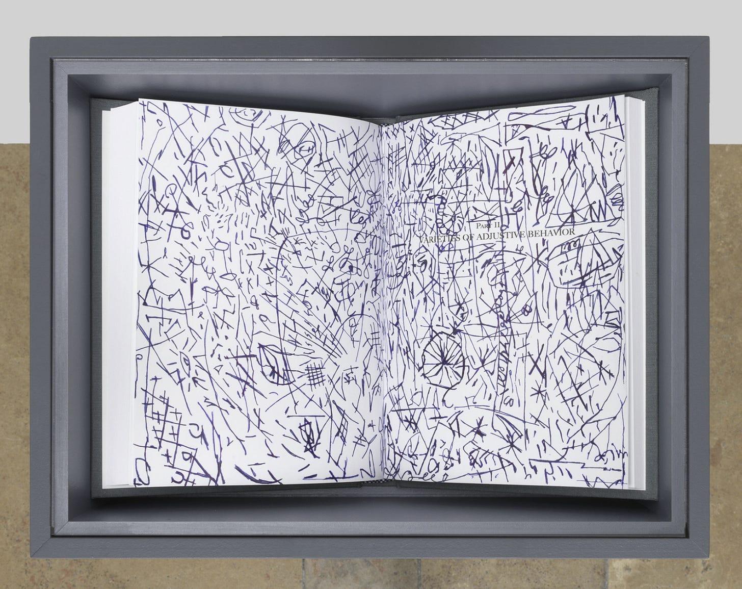 Barbara Bloom, Andy’s Doodles, (display, digitally printed and pen-marked book), 2020, Edition of 2 [Capitain Petzel, Berlin. © Barbara Bloom]