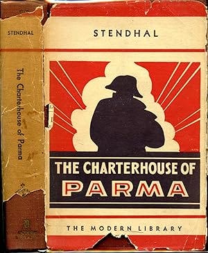 Modern Library cover for Stendhal's The Charterhouse of Parma. It depicts a silhouette of a Napoleon-like figure against an orange starburst pattern.