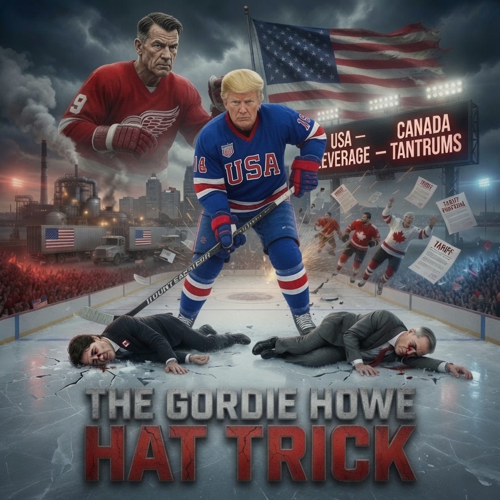 Canada Drops the Gloves: They snubbed America at the Gordie Howe Bridge opening, but Trump owns the rink and holds the economic leverage. Canada Drops the Gloves: They snubbed America at the Gordie Howe Bridge opening, but Trump owns the rink and holds the economic leverage.